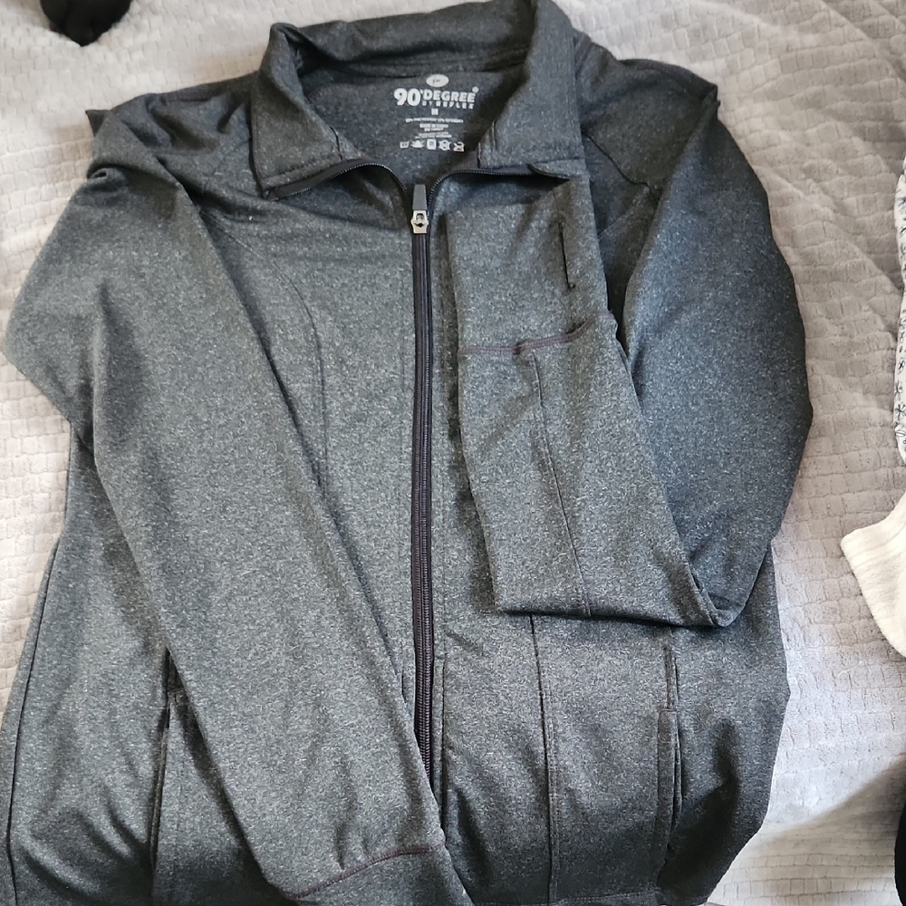 90 Degree by Reflex Gray Zip-Up Jacket